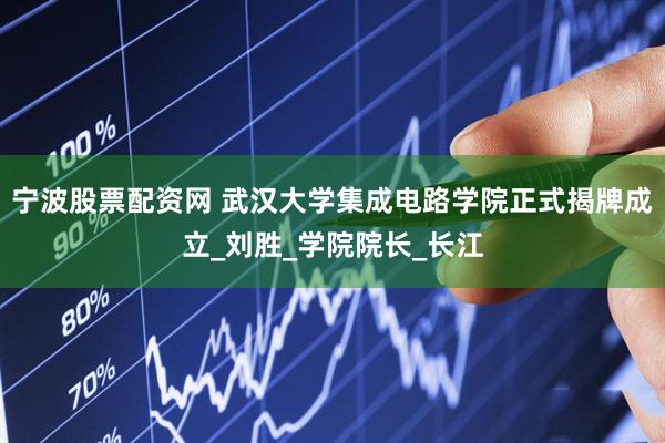 宁波股票配资网 武汉大学集成电路学院正式揭牌成立_刘胜_学院院长_长江